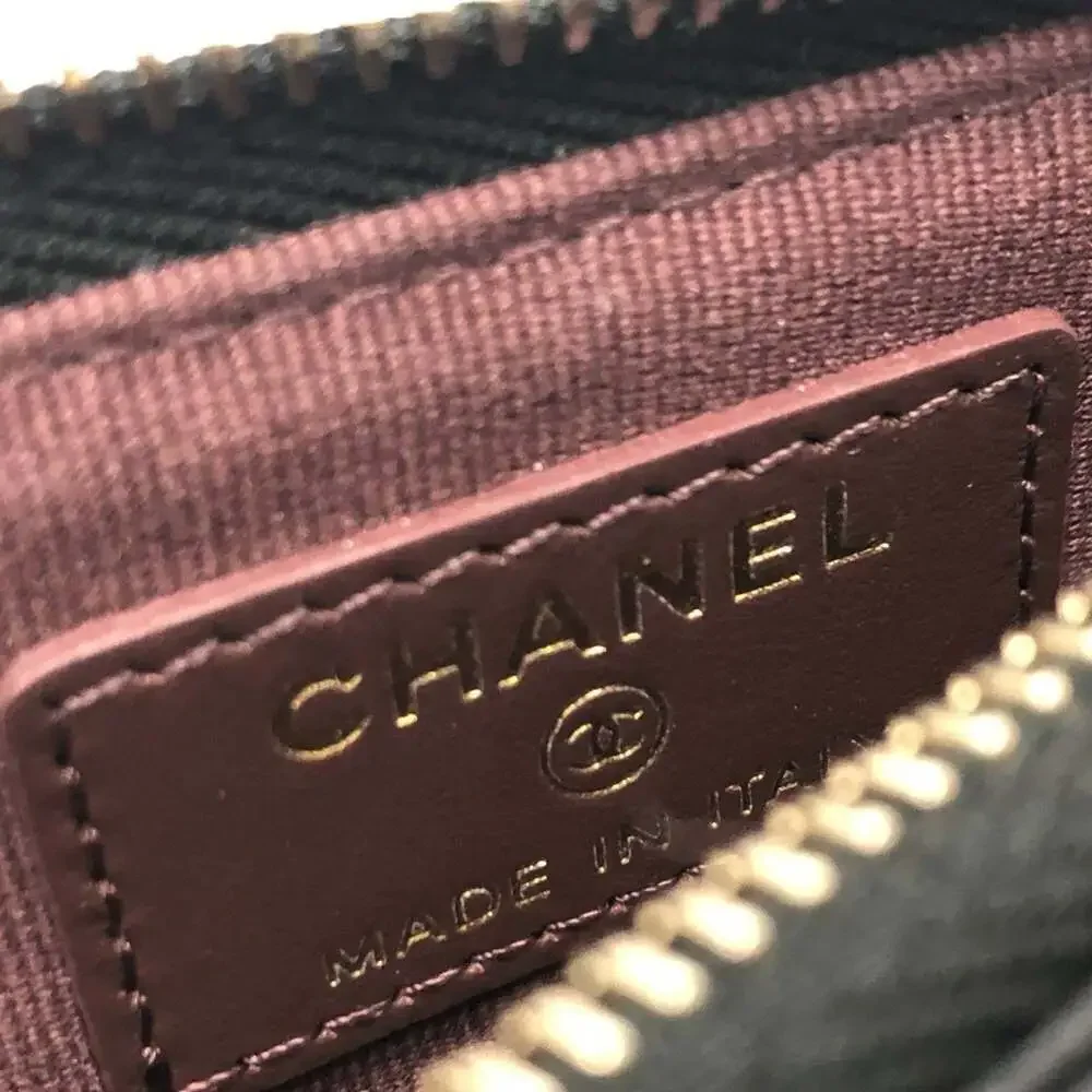 CHANEL Black Caviar Leather Logo Wallet